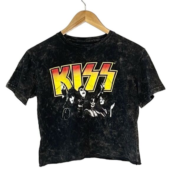 KISS Distressed Graphic Cropped Tee - Picture 1 of 6